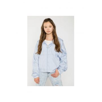 Jacheta cu gluga si imprimeu text -