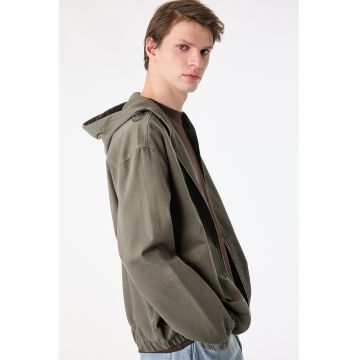 Jacheta cu gluga si maneci cazute - Kaki