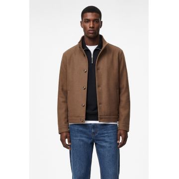 Jacheta cu guler scurt si nasturi - Caramel