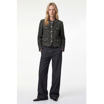 Jacheta cu nasturi din tuid - Negru/Alb murdar