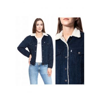 Jacheta Dama -  Ex-Boyfriend Trucker - Regular Fit - Design Clasic - Maneci Lungi - 4 Buzunare - Cu Nasturi - Bumbac - XS INTL - Albastru