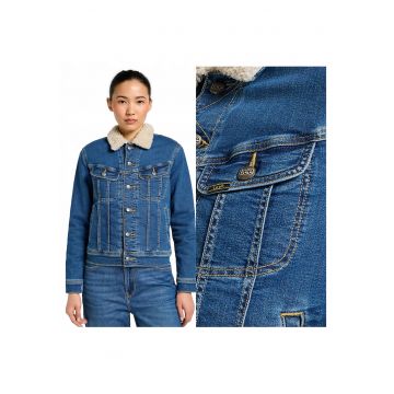 Jacheta Dama -  Sherpa Rider - Regular Fit - Design Clasic - Maneci Lungi - 2 Buzunare - Cu Nasturi - Bumbac - Albastru - Albastru