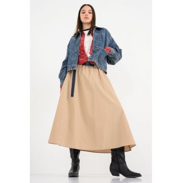 Jacheta de denim cu maneci cazute - Albastru melange