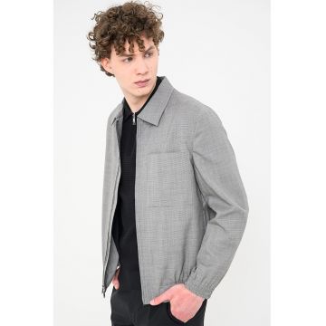Jacheta de lana cu fermoar - Gri