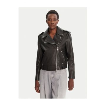 Jacheta de piele pentru femei  negru -