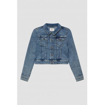 Jacheta din denim cu buzunare pe piept - Albastru prafuit