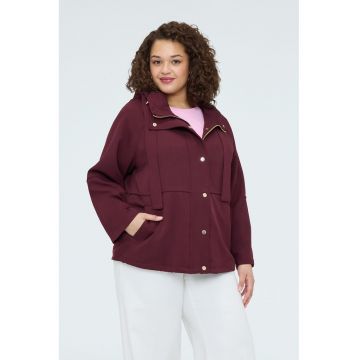 Jacheta parka cu fermoar - Visiniu