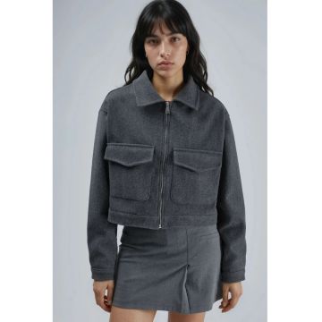 Jacheta scurta dama -  poliester/lycra - gri inchis