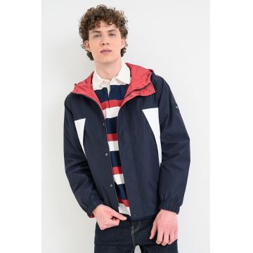 Jacheta usoara reversibila cu gluga - Alb/Bleumarin