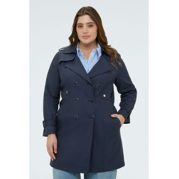 Palton cu doua randuri de nasturi - Albastru prafuit