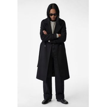 Palton cu doua randuri de nasturi - Negru