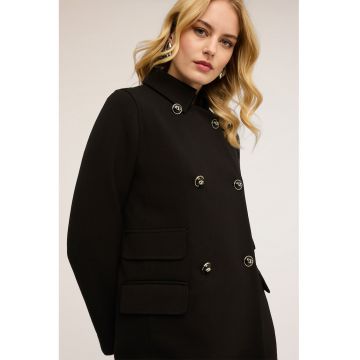 Palton cu nasturi contrastanti - Negru