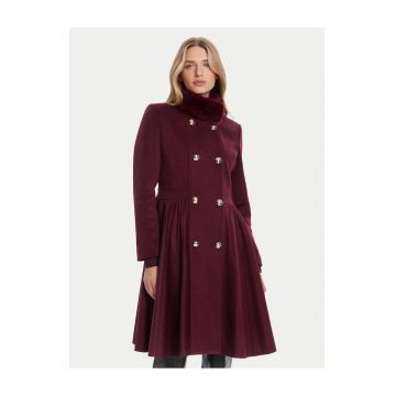 Palton de tranzitie dama -  visiniu - fabricat din materiale de calitate