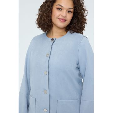 Palton din piele intoarsa sintetica - Albastru pastel