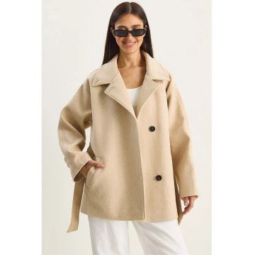 Palton midi - Bej Natural
