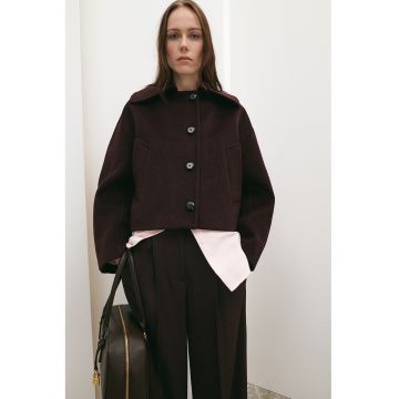 Palton scurt cu buzunare oblice - Visiniu