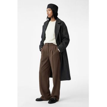 Palton supradimensionat cu doua randuri de nasturi - Gri antracit