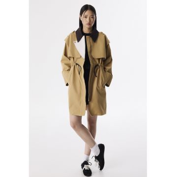 Trenci cu fermoar si guler clasic - Maro camel