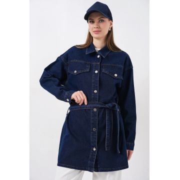Trenci dama - din denim -  bleumarin - One Size