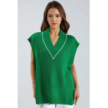 Vesta dama -  acril - tricotata - lunga - verde -