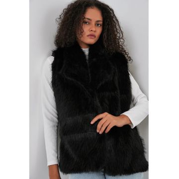 Vesta dama -  din blana artificiala - negru
