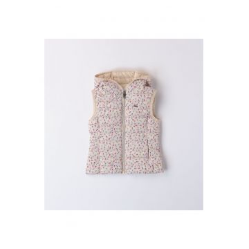 Vesta din fas cu imprimeu floral pentru fetite -  4.8012 - Bej