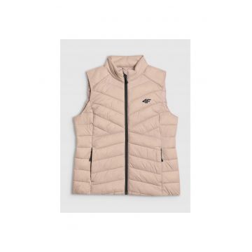 Vesta sport dama  impermeabila - bej - izolatie usoara - matlasare zig-zag - poliester